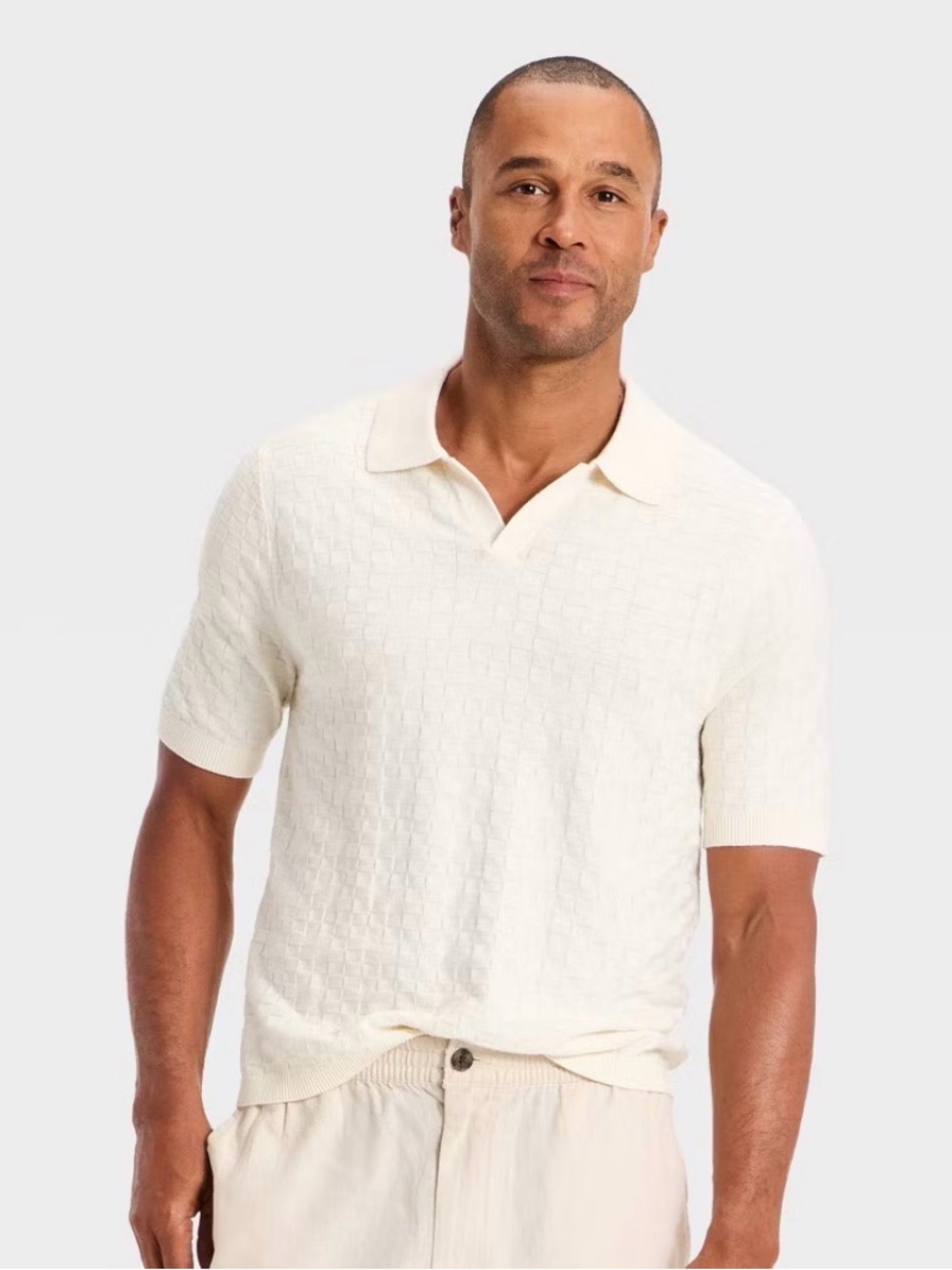 Goodfellow & Co Cream Short-Sleeve Knit Polo